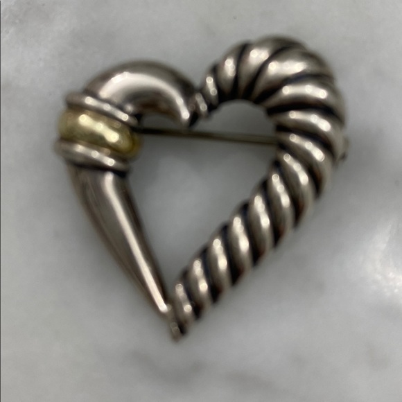 DAVID YURMAN Heart Pin Sterling & 14K - Picture 1 of 4